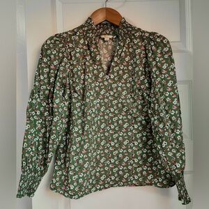 Boden Floral Green Long-Sleeve Women’s Blouse